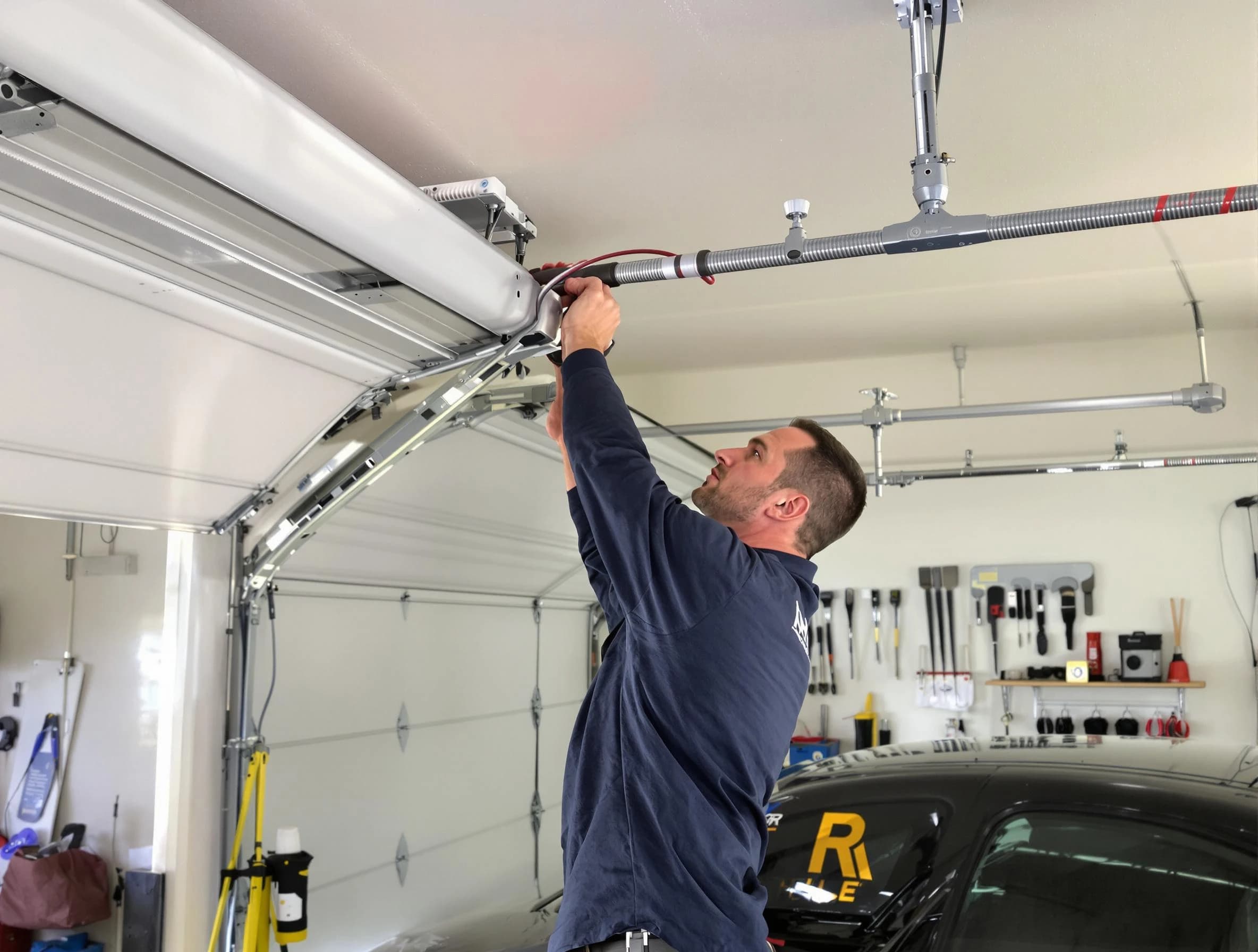 Ohio Garage Door Repair technician performing garage door cable repair in Ohio