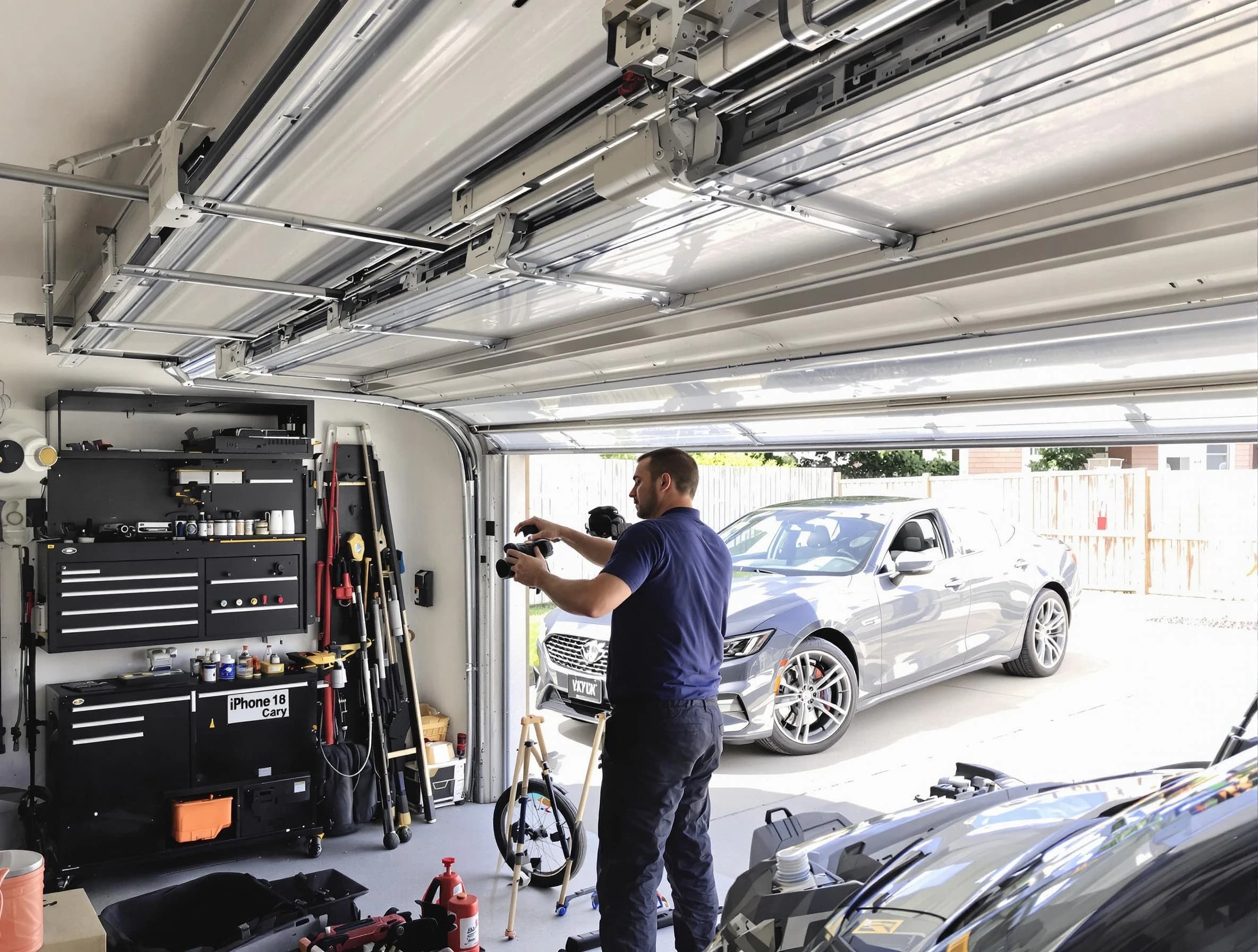 Ohio Garage Door Repair technician fixing noisy garage door in Ohio