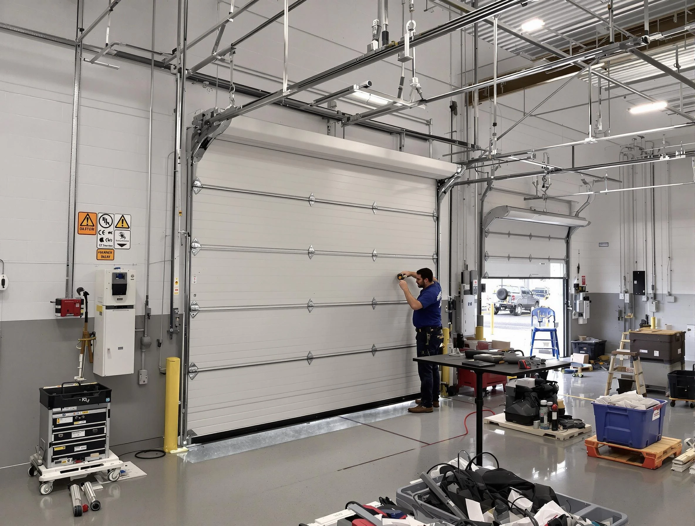Commercial garage door repair being performed by Ohio Garage Door Repair expert in Ohio