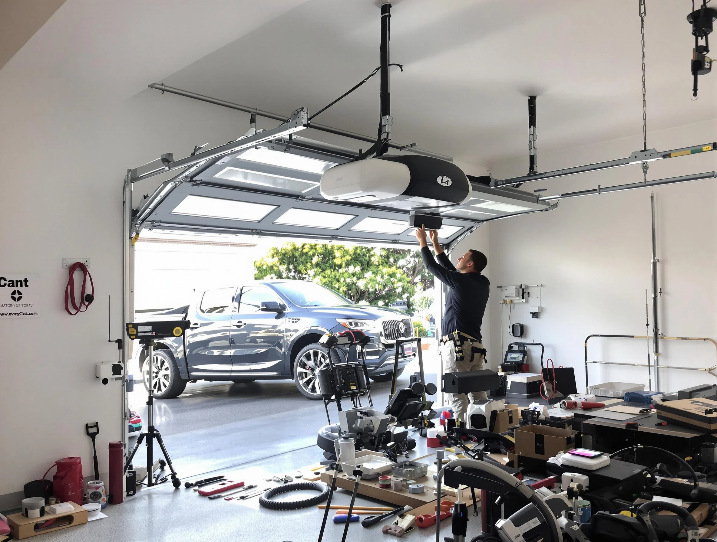 Ohio Garage Door Repair specialist installing smart garage door opener system in Ohio home