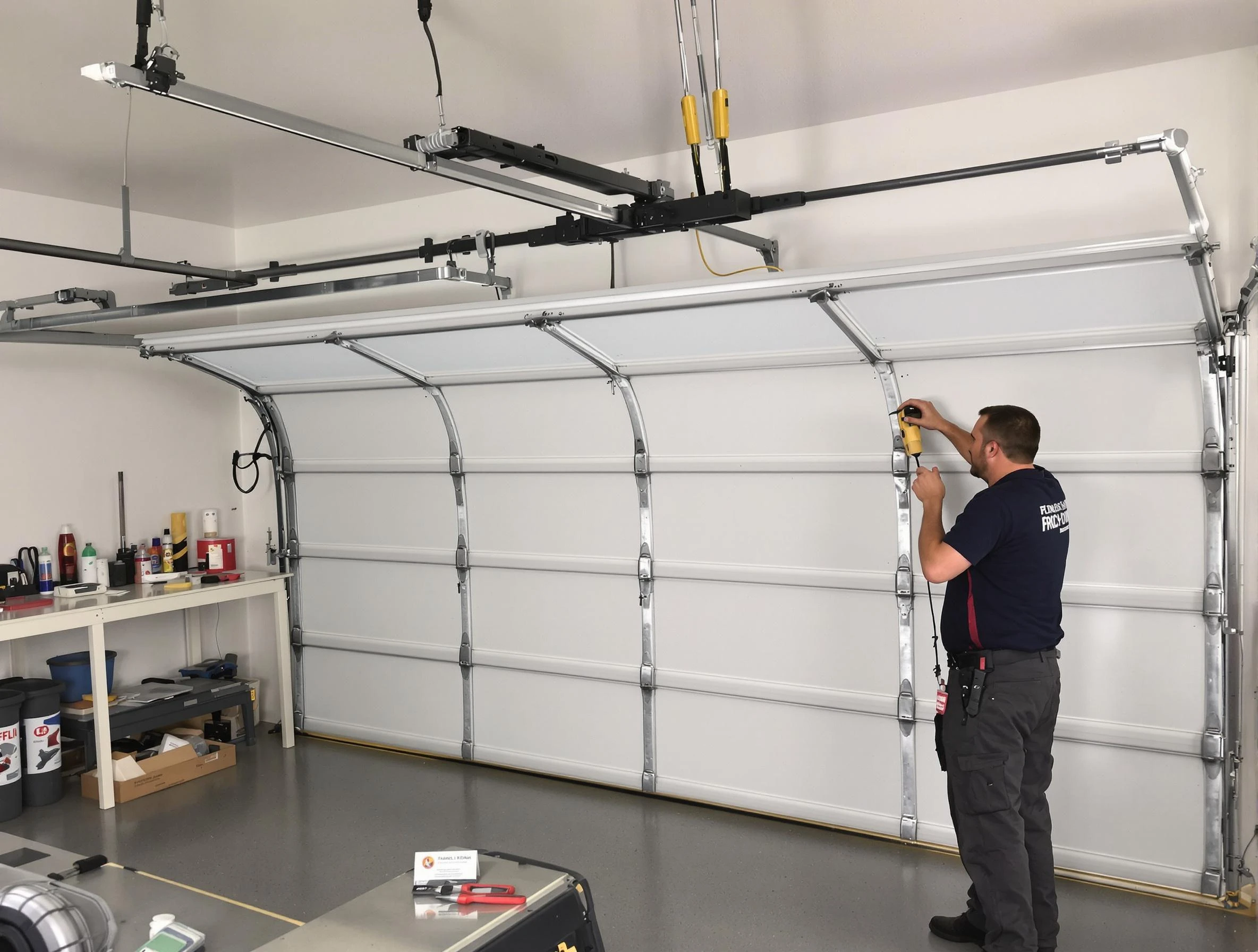 Ohio Garage Door Repair certified technician performing overhead door system repair in Ohio