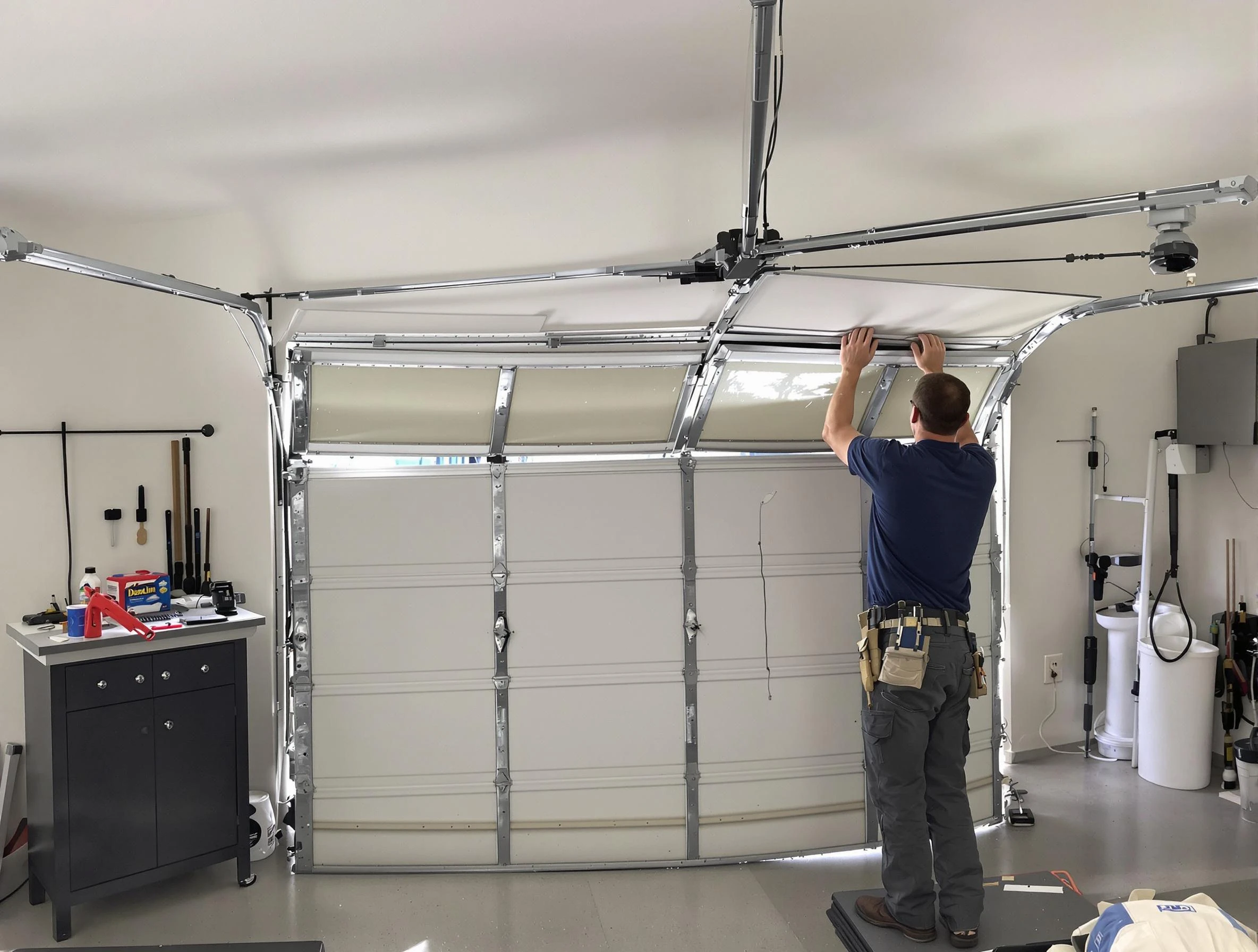 Ohio Garage Door Repair specialist performing precise section replacement on Ohio garage door